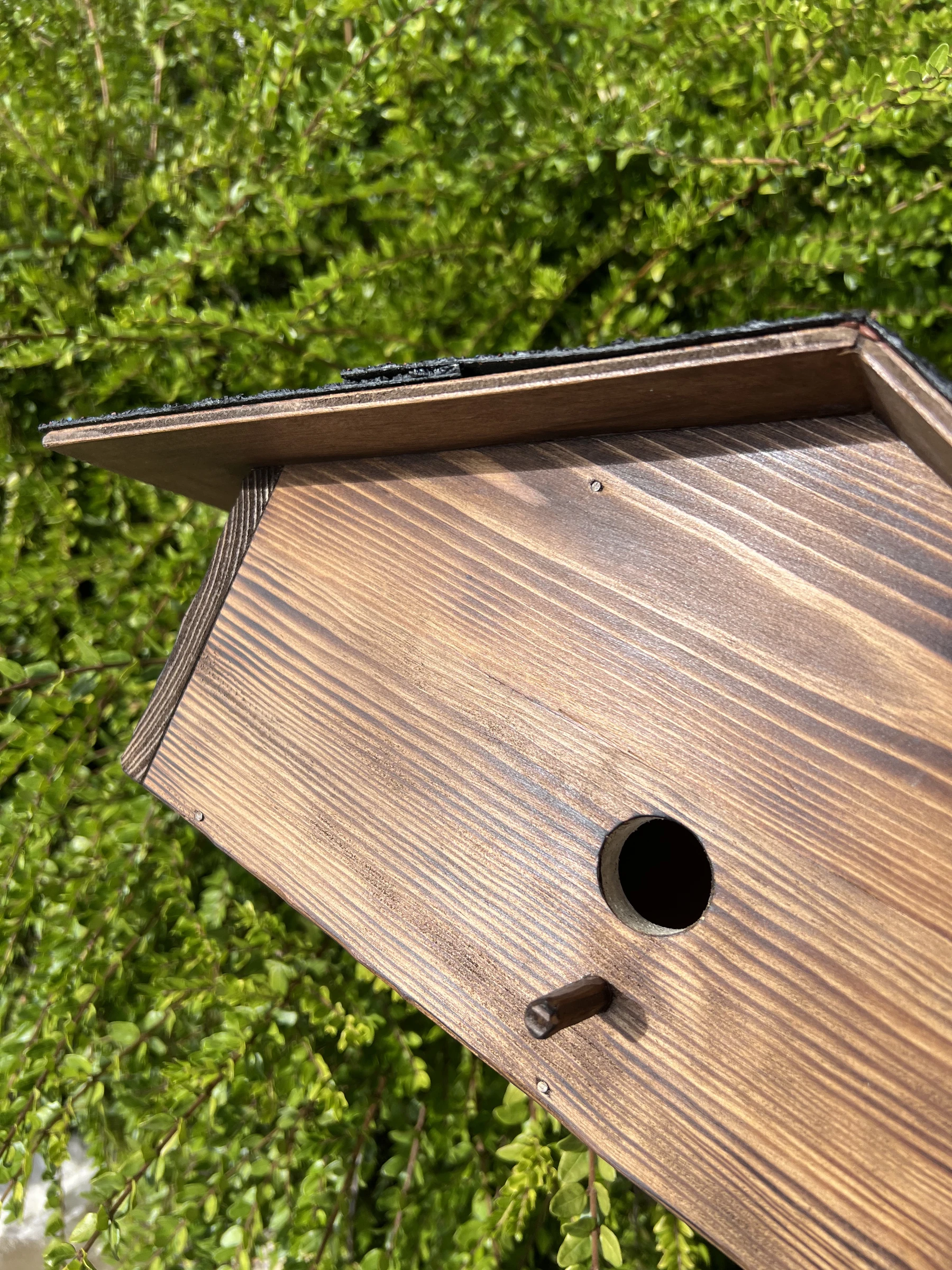 🪺 Nichoir oiseaux 3 compartiments fait main en bois avec toit bitumé – photo 5